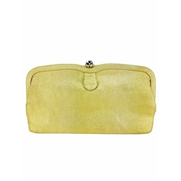 Vintage 50s Metallic Gold Handbag Clutch Purse Evening Bag - Picture 4 of 8